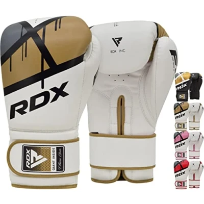 Image of RDX Boxing Gloves EGO, Sparring Muay Thai Kickboxing Pro Heavy Training, Maya Hide Leather, Ventilated Palm, Long Wrist Support, Punching Bag Pads Workout, MMA Gym Fitness, Men Women 8 10 12 14 16oz