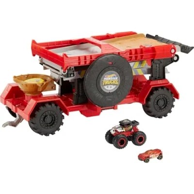 Image of Hot Wheels Monster Truck Downhill Race &amp; Go Track Set