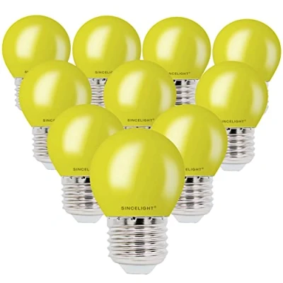 Image of SINCELIGHT E27 LED YELLOW Coloured Bulbs 1W Festive Decorative Garden Party Light,Pack of 10