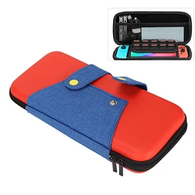 Image of ciciglow Carrying Case for Switch, Dual Zippers Portable EVA Hard Shell Game Console Storage Handbag Switch Bag(Red Blue)