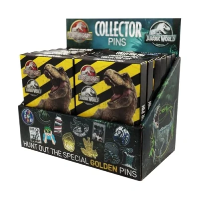 Image of Jurassic Park &amp; World Mystery Pin Badge CDU Containing 12 Blind Boxes