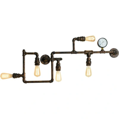 Image of AMARCORD Industrial 5 Light Semi Flush Rust 109x47cm