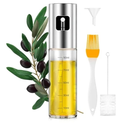 Image of PORTENTUM Premium Oil Spray Bottle 100ml for Kitchen and Air Fryer Dispenser Leakproof Glass with Accessories