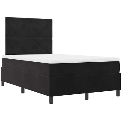Image of vidaXL Box Spring Bed with Mattress &amp; LED Black 120x190 cm Velvet