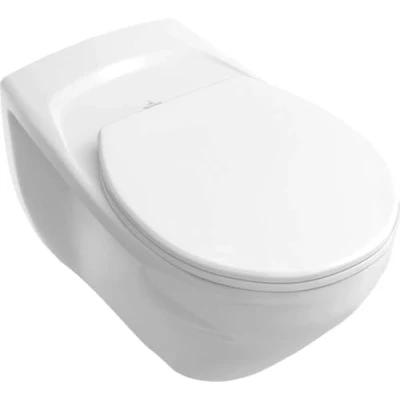 Image of Villeroy &amp; Boch 88246101 Toilet Seat with Hinges Stainless Steel White