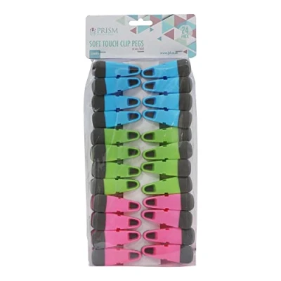 Image of JVL Prism Soft Touch Clip Pegs, Pack of 24, Multicolor (19 275)