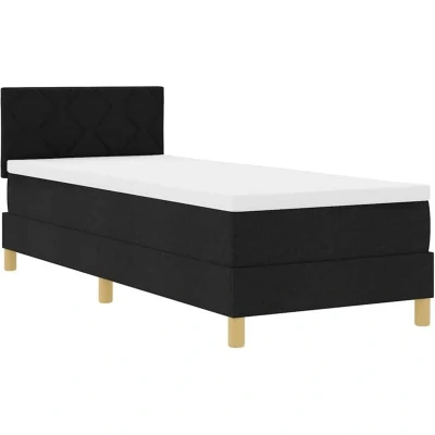 Image of Box Spring Bed with Mattress Black 80x200 cm Fabric Vidaxl