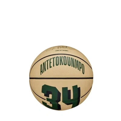 Image of Wilson Basketball, NBA Player Icon Mini, Giannis Antetokounmpo, Milwaukee Bucks, Outdoor and Indoor