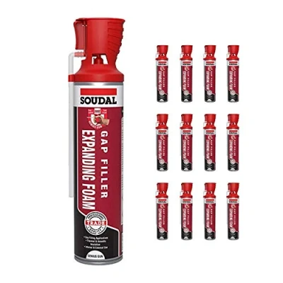 Image of 12 x Soudal Genius Gun Gap Filler Expanding Foam 750ml PU Polyurethane Can