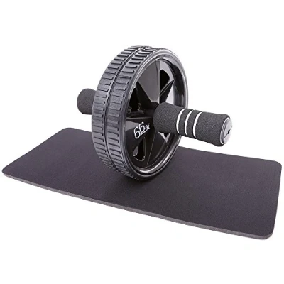 Image of 66Fit Ab Roller Wheel &amp; Knee Pad Abs Core Abdominal Workout Fitness Exerciser, Ideal for Training, Home and Gym Workout, Black