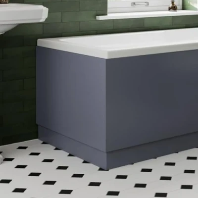 Image of AURORA® 700 End Panel MDF Bath 15mm Thickness, Modern Panels for Bathroom Baths Soaking Tubs, Adjustable Plinth, Easy to Cut, Dark Grey Gloss