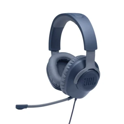 Image of JBL Quantum 100 Wired Over Ear Gaming Headset with Boom Mic, Multi Platform Compatible, Blue