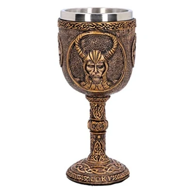 Image of Nemesis Now D4718P9 Loki Goblet 17cm, Resin w. Stainless Steel, Bronze
