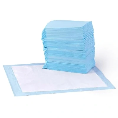 Image of Amazon Basics Dog and Puppy Training Pads, Leakproof, 5 Layer Design with Quick Dry Surface, Regular, Pack of 50, Blue