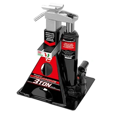 Image of Powerbuilt Bottle Jack and Stands in One,Black, 6000 Pound All One Car Lift, Heavy Duty Vehicle Unijack, 640912, 3 Ton
