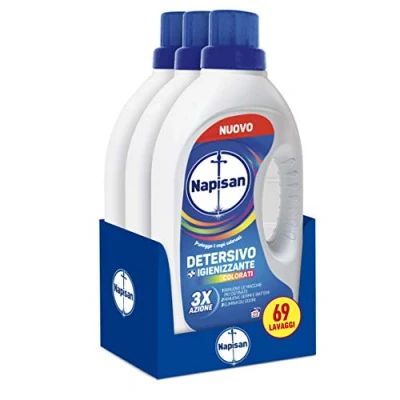 Image of Napisan Liquid Washing Machine, Sanitizing Detergent, Colored Garments, 69 Washes, 3 Packs of 23 Washes