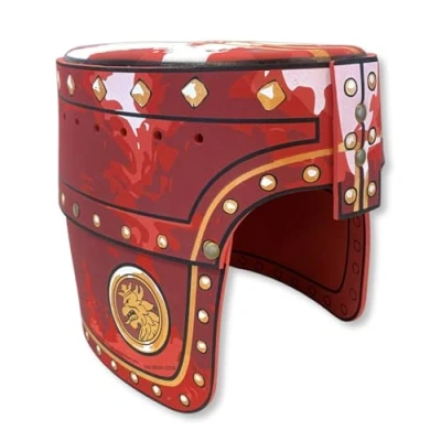 Image of Liontouch Noble Knight Helmet, Red Medieval Pretend Play Toy in Foam for Children With Golden Lion Decoration Durable &amp; Safe Armour Accessory Dress Up Costumes Boys
