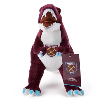 Image of West Ham FC Tyrannosaurus rex (T Rex) 30 cm Dinosaur Officially Licensed Football Soft Toy Plush For Adults And Kids. COYI !!!!