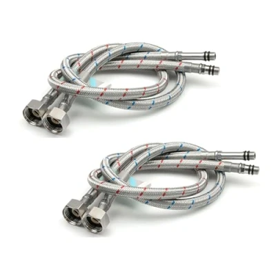 Image of Xcel Home 4X M10 x1/2 Flexible Tap Connectors (600mm) 10 Lengths 2 Pairs of BSP Kitchen/Basin Monobloc Mixer Flexi Pipe Tails Braided Stainless Steel