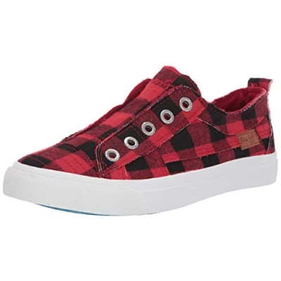 Image of Blowfish Malibu Women&#039;s Play Sneaker, Red Buffalo Check, 5 UK