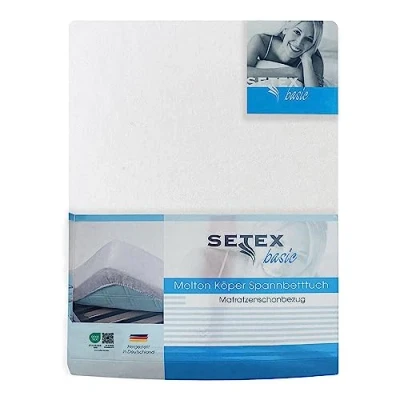 Image of Setex Molton body mattress protectors, fitted sheet, basic, White, 1308, Cotton, 90 x 190 cm
