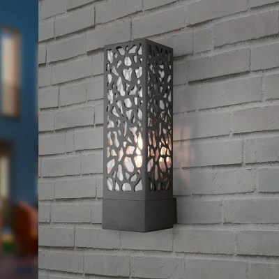 Image of Trio Lighting Cooper outdoor wall light with patterned lampshade