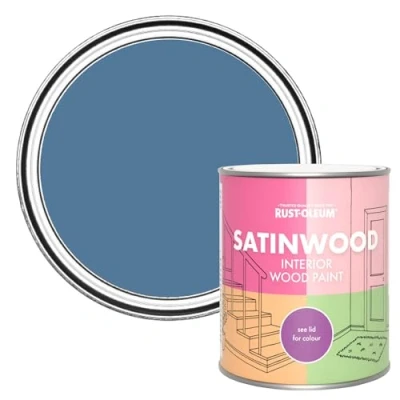 Image of Rust Oleum Blue Satinwood Interior Wood Paint Silk 750ml
