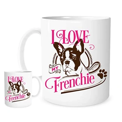 Image of 11OZ I Love My Frenchie Mug,A Lovely Ceramic Gift Mug Featuring A Cute Dog