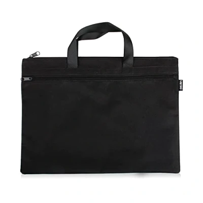 Image of EQLEF Office Document Bag, Men Briefcase File Case Portable A4 Zipper Bag Black 1 Piece (Black)