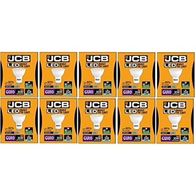 Image of 10 X JCB 3w = 35w LED GU10 100deg 6500k Daylight 250lm [Energy Class A+]