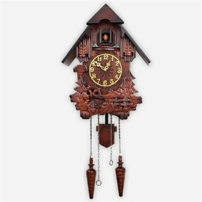 Image of LIANZHUANG Wall Mounted Cuckoo Clock, Wood Pendulum Clock for Living Room Decoration,A