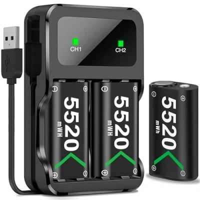 Image of HEYLICOOL 3x5520mWh Rechargeable Battery Pack for Xbox Series XS/Xbox One/Xbox One S/Xbox X/Xbox Elite, Controller Charging Dock Batteries