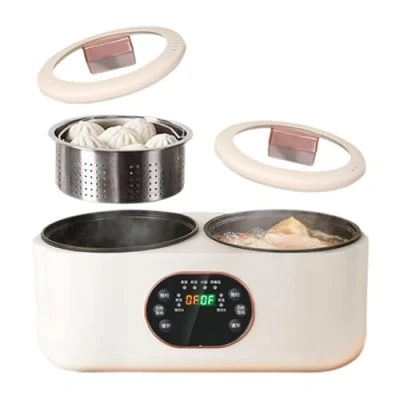 Image of Rice Cooker with Double Pots, 3.6L Multi Function Cooker, Electric Hot Pot, Smart Low Sugar 6 Preset Menus, 9H Reservation, Non Stick Liner, Easy To Clean