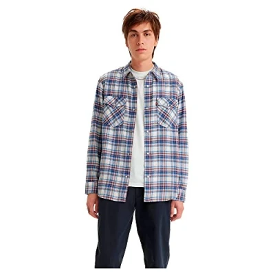 Image of Levi&#039;s Men&#039;s Western Relaxed fit westers, Humphrey Plaid Bright White, XS