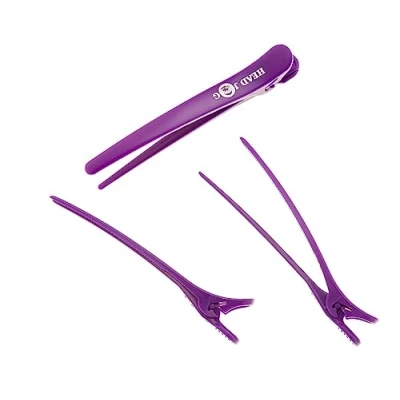 Image of Head Jog Klip Itz 6 Pack Hair Sectioning Clips With Strong Grip. Professional No Crease Duckbill For &amp; Styling. Suitable All Lengths Types (Purple)