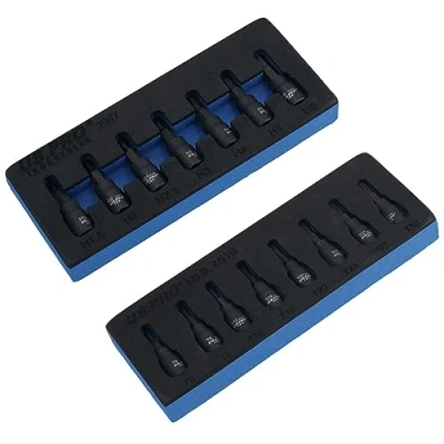 Image of 1/4in Drive Allen Hex Torx Star Impact Shallow Sockets T6 T30 1.5 6mm 15pc