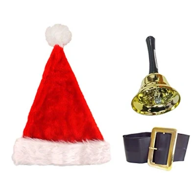 Image of labreeze Christmas Sequin Santa Hat Adults Clause Chunky Buckle Belt Jingle Bell Xmas Fancy Dress (One Size)