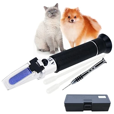 Image of Portable Clinical Refractometer with ATC for Urine Specific Gravity RI Measurement of Pet Dog Cat 1.000 1.060RI and Blood Serum Protein 2 14g/dl, Free Pipettes
