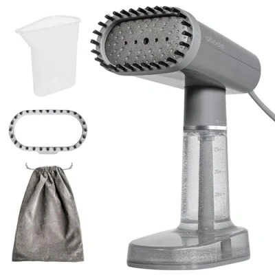 Image of Abode Clothes Steamer Garment Portable Handheld 1000W Steam Iron in Grey for Home, Office, Travel, 300ML Detachable Large Capacity Water Tank, Wrinkle Remover AGS3001 (Grey)