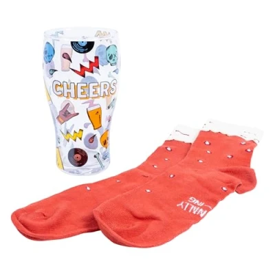 Image of Fizz Creations Craft Beer Socks &amp; Glass Gift Set. Includes Vibrant Design Pint Classic Socks. Fathers Day. Novelty Set