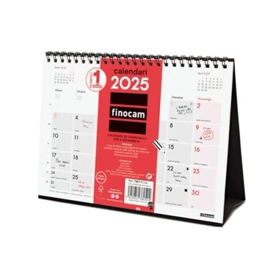 Image of Finocam Neutral Desktop Calendar to Write 2025 Month View January December (12 months) Catalan