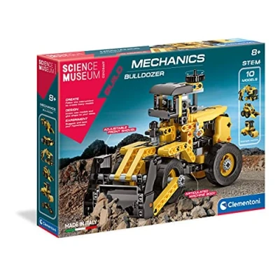 Image of Clementoni 61718 Science Museum Mechanics Laboratory Bulldozer Made in Italy Vehicles Building Set for Kids from 8 Years and Older, English