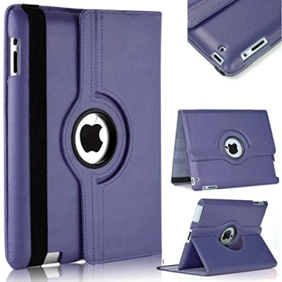 Image of TechDealsUK 360 Degree Rotating Case For Apple iPad 4 3 2 (2011 2012) PU Leather Stand Swivel Folio Cover (Blue)