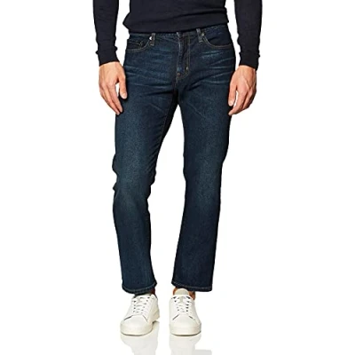 Image of Amazon Essentials Men&#039;s Straight Fit Stretch Jean, Dark Wash, 33W / 32L