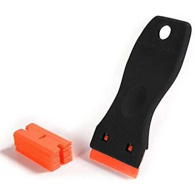Image of CANOPUS Plastic Scraper Tool Non Scratch with 10 Razor Blades, Scraper, Decal, Sticker Remover, Ideal for Scraping Stickers, Labels and Decals from Glass, Windshields, Black