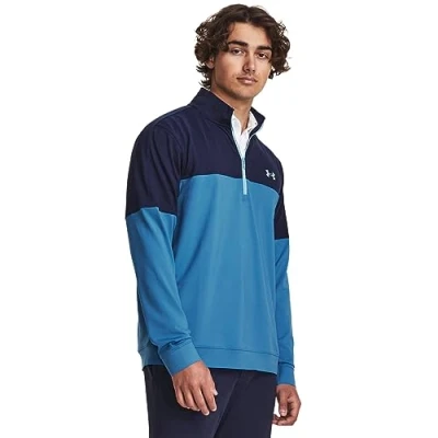 Image of Under Armour Men&#039;s Storm Midlayer Half Zip, (466) Cosmic Blue / Midnight Navy Blizzard, M