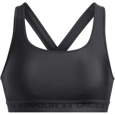 Image of Under Armour Crossback Medium support sports bra, Women&#039;s, Size: XXL, Jet gray/black