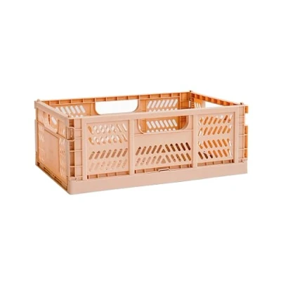 Image of 3 Sprouts Recycled Plastic Collapsible Crate Stackable Foldable Storage Box for Easy Organizing, Durable Folding Home or Office Use Large Clay