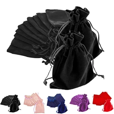Image of Time to Sparkle 10pcs 7x9cm Velvet Drawstring Bags Pouches for Jewelry Gift Packaging Wedding, Black