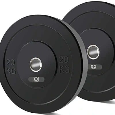 Image of KK Bumper Weight Plates 2 inch Rubberised Barbell 5kg, 10kg, 15kg, 20kg, 25kg Olympic Rubber Disc Pair For Home and Gym Strength Training Weightlifting Workout.
